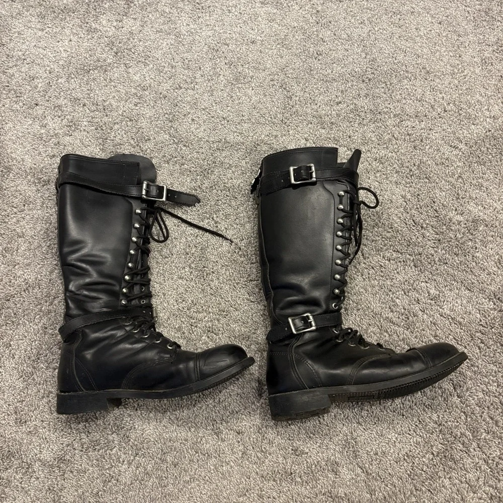 Harley Davidson Boots Mens 9 M Motorcycle Tall Leather Lace Up Buckle Biker USA